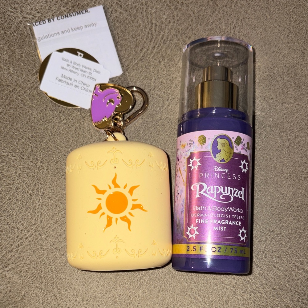 Bath and body works Disney princess rapunzel sanitizer holder and body spray